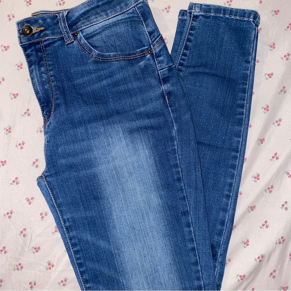 Butt I love You Wax Jean Blue Skinny Jeans with Faded Denim Look